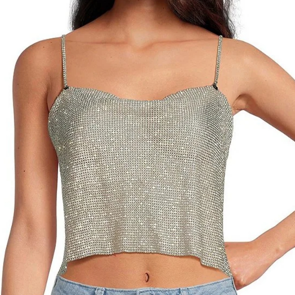 Gianni Bini Silver Crop Top